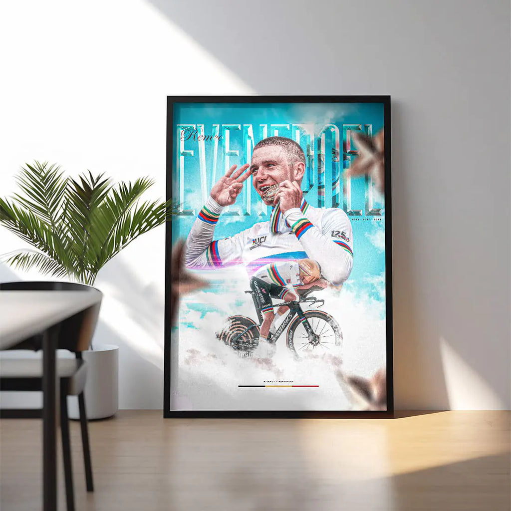 Poster Encadré - Remco Evenepoel ( Édition champion du Monde CLM 2025 )